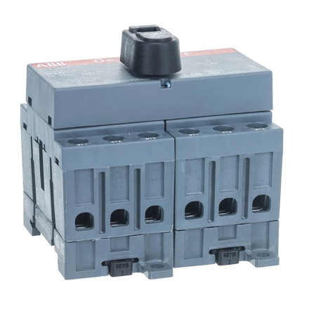 Картинка Реверсивный рубильник 25А 3-х полюсный OT25F3С на DIN-рейку с ручкой ABB