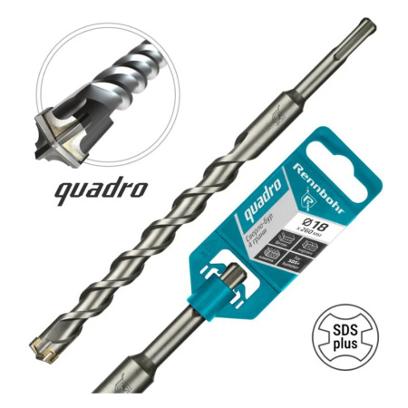 Картинка Бур 18х260 мм SDS-plus 4 грани RENNBOHR Quadro