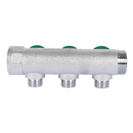 Картинка Коллектор регулирующий 3/4" 3 выхода 1/2" FF плоское уплотнение STOUT