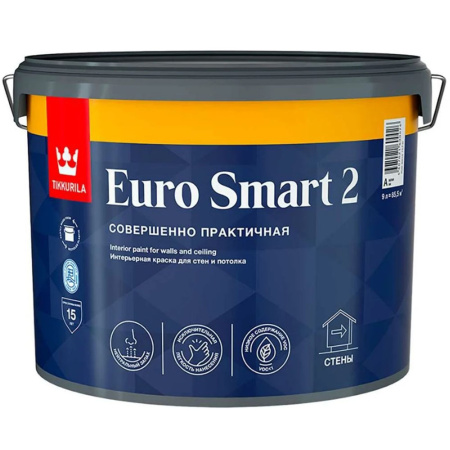 Краска для стен и потолка 9 л Tikkurila Euro Smart 2