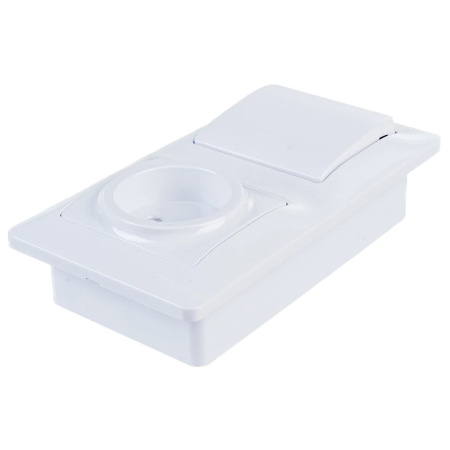 Картинка Блок розетка без заземления+выключатель 1 клавиша Белый Systeme Electric GLOSSA