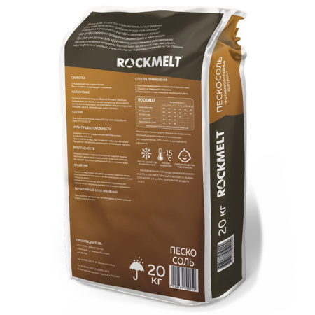 Картинка Антигололед ROCKMELT Пескосоль 20 кг до -15°С