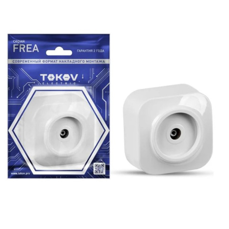 Картинка Розетка телевизионная TV 1-м ОП Frea IP20 АБС-пластик Белая TOKOV ELECTRIC
