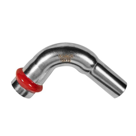 Картинка Угольник однораструбный Впр-Нпр Ø 15 мм 90° Нержавеющая сталь пресс ROMMER