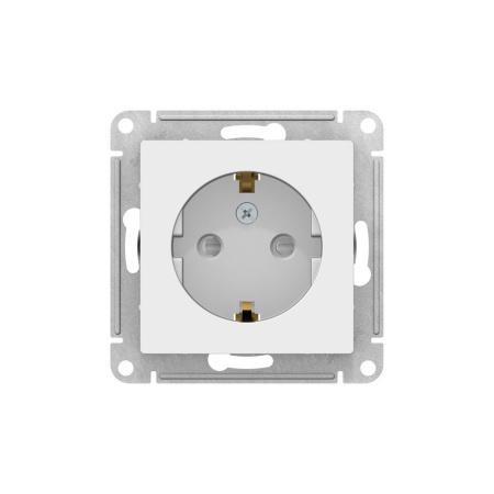 Картинка Schneider ATLASDESIGN Белая розетка с заземлением в рамку со шторками ATN000145