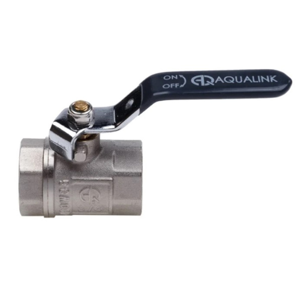 Картинка Кран шаровой ВВ 1/2" ручка никелированный AQUALINK