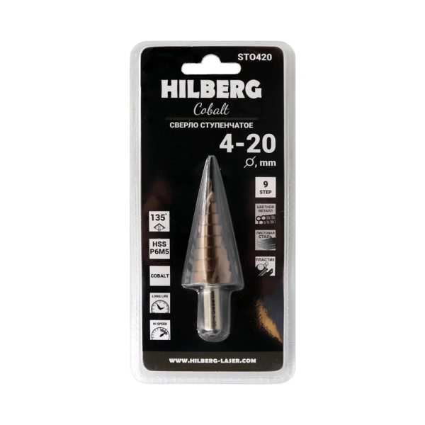 Картинка Сверло ступенчатое кобальтовое 4-20 мм Hilberg