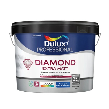 Краска Dulux Trade Diamond Matt матовая износостойкая краска 9 л BW