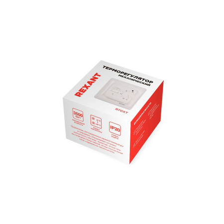 Картинка Терморегулятор механический R70XT с датчиком температуры и LED-индикатор Белый REXANT