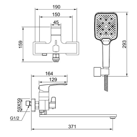 Изображение Смеситель для ванны Хром RAGLO 9R01.22 Картинка Смеситель для ванны Хром RAGLO 9R01.22