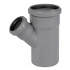 Тройник Ø 110х75 45° для внутренней канализации Серый Политэк