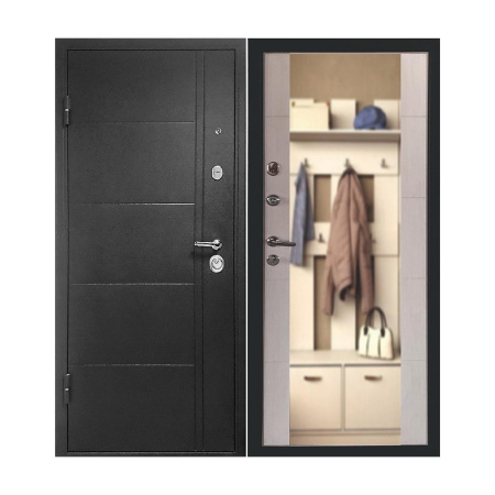 Дверь Форпост Эверест размер 860х2050 Дуб беленый левая с цилиндрическим замком и дверной фурнитурой