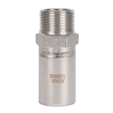 Картинка Вставка переходная НПр-НР Ø 28х3/4" Нержавеющая сталь ROMMER