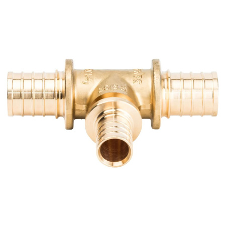 Картинка Тройник 32x25x32 мм латунь для труб из сшитого полиэтилена аксиальный STOUT