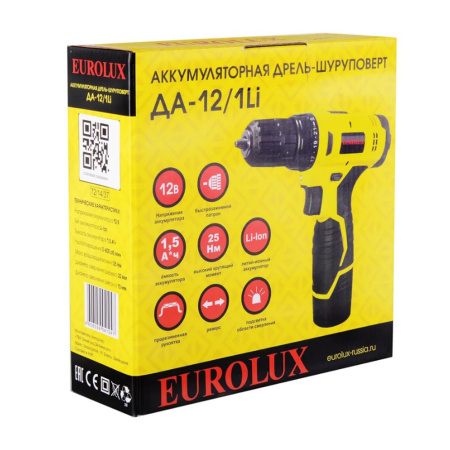Картинка Дрель-шуруповерт аккумуляторная ДА-12/1Li Eurolux