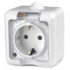 Розетка 1 местная ОП Dita 16А IP54 250В с з/к с прозрачной крышкой Белая TOKOV ELECTRIC