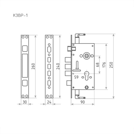 Картинка Нора-М Корпус замка для ручек с автозапиранием КЗВР-1А Л/П левый Хром 68 мм