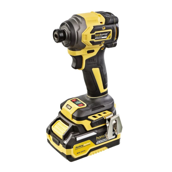 Картинка Винтоверт аккумуляторный ударный 18В 280Нм 1/4" 1х4 А/ч кейс Hanskonner PLATINUM