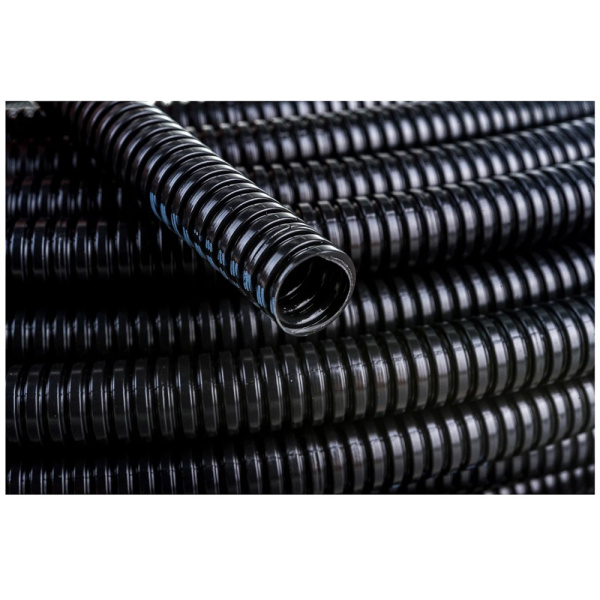 Картинка Труба гофрированная ПА 6 Ø 13 мм без протяжки ПВ-2 черная 50 м DKC