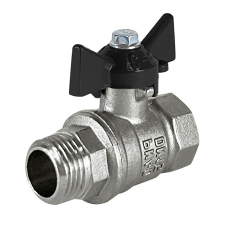 Кран шаровой DeltaPro для воды 3/4" ВР/НР ручка-бабочка латунь никелированный VALFEX
