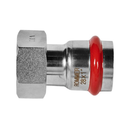 Картинка Переходник с накидной гайкой ВПр-ВР Ø 28х1" Нержавеющая сталь пресс ROMMER