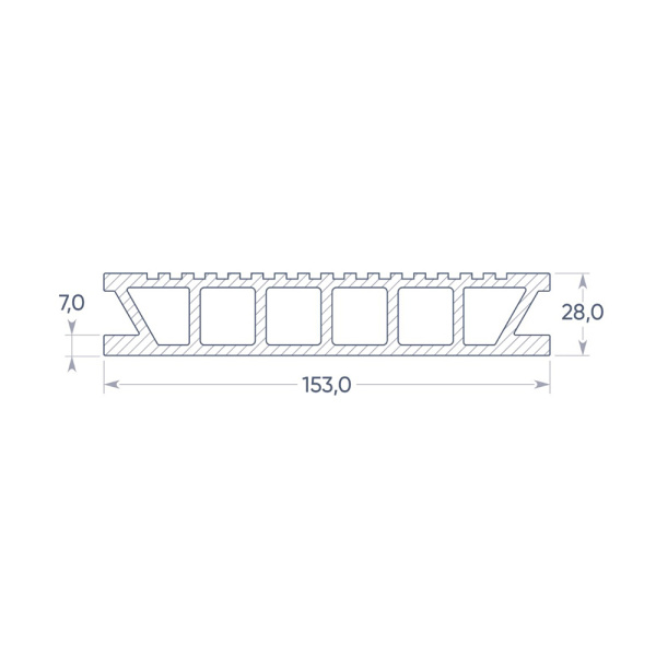 Картинка Доска террасная ДПК П7 153х28х6000 мм Серый Deckron Classic