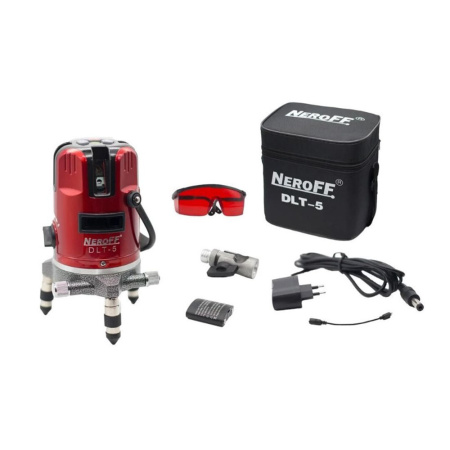 Картинка Уровень лазерный 5 лучей Красный с треногой NEROFF