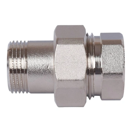 Картинка Сгон разъемный ВН 3/4' прямой американка никелированный STOUT