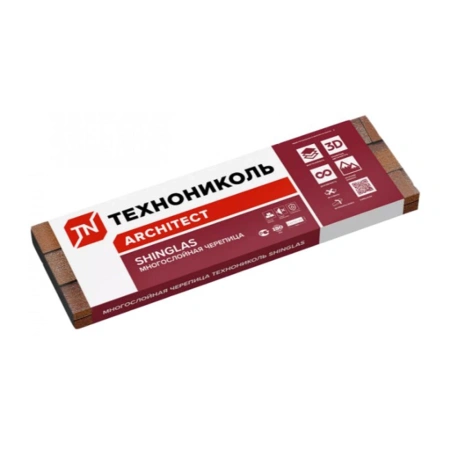 Картинка Гибкая черепица SHINGLAS коллекция Кантри цвет Умбра 2,6 м² в упаковке