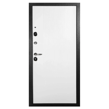 Картинка Дверь Форпост TD9-1 860х2050 Левая Антик темное серебро Белый 9102 TD9-1 с фурнитурой и цилиндром