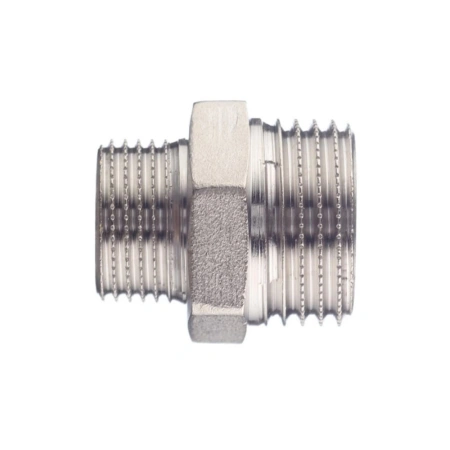 Картинка Ниппель переходной HH никелированный 1/2" х 3/8' STOUT