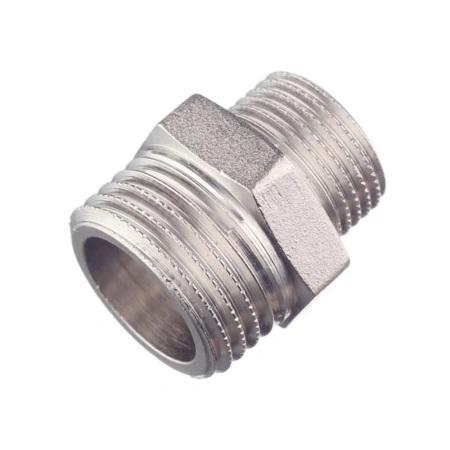 Картинка Ниппель переходной HH никелированный 1/2" х 3/8' STOUT