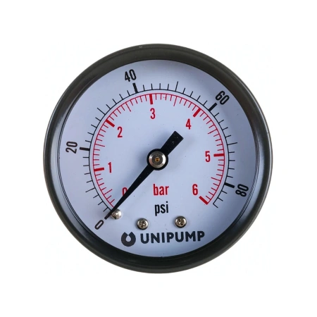 Манометр аксиальный 50 мм 0 - 6 бар 1/4 дюйма Unipump