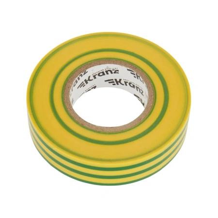 Картинка Изолента ПВХ профессиональная 19х0.18 мм 20 м Желто-Зеленая KRANZ
