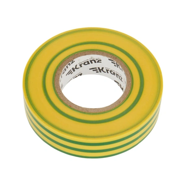 Картинка Изолента ПВХ профессиональная 19х0.18 мм 20 м Желто-Зеленая KRANZ