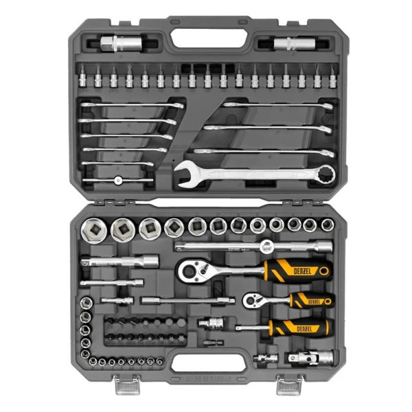 Картинка Набор инструментов пластиковый кейс 82 предмета Denzel