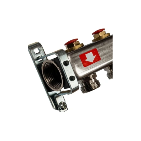 Картинка Коллектор НЕРЖ 2 выхода ручная регулировка клапана 3/4' НР евроконус STOUT