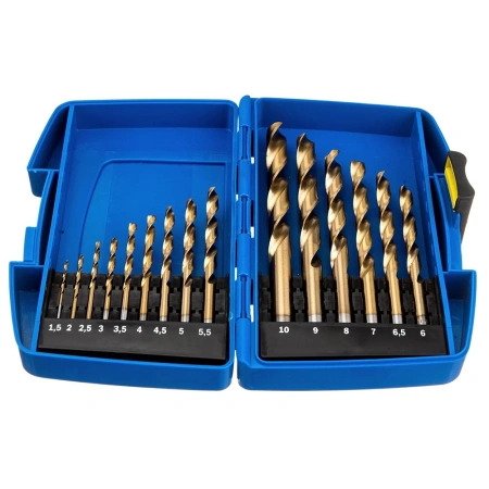 Картинка Набор сверл по металлу 1,5-10 мм титан 15 шт МастерАлмаз
