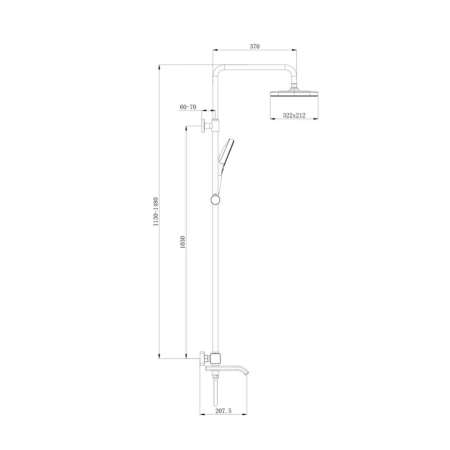 Изображение Душевая система для ванны с термостатом Графит RAGLO 9R22.26.09 Картинка Душевая система для ванны с термостатом Графит RAGLO 9R22.26.09